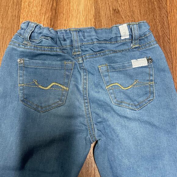 7 For All Mankind Girls Light Wash Straight Leg Raw Hem Jeans Size 4T Toddler - Picture 5 of 9